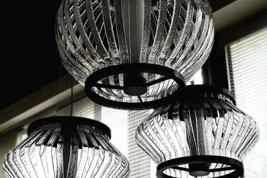 Art glass lamps: art deco - lampa wisząca ze szkła - czarno-biała, nowoczesna